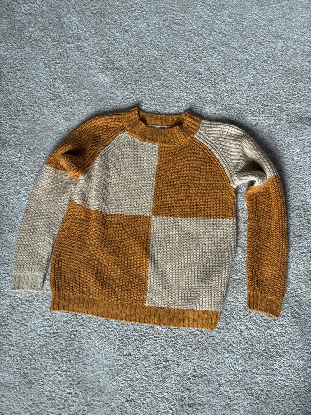 Sage Colorblock Crewneck Sweater in Mustard & Cream - Picture 4 of 5